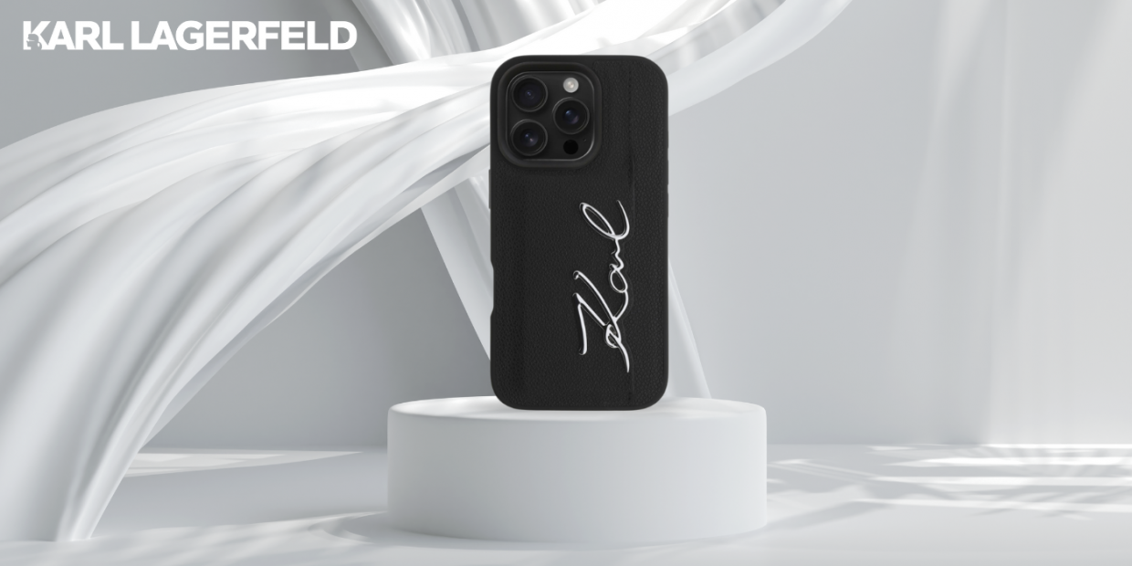 Carcasa Karl Lagerfeld HC Grained PU Cardslot Metal Signature compatibila cu iPhone 16 Pro Max, Negru 1 Lerato.ro