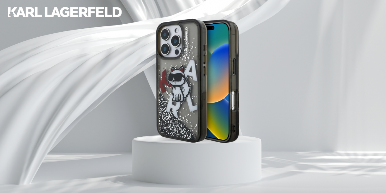 Carcasa Karl Lagerfeld Liquid Glitter Choupette Logo cu MagSafe compatibila cu iPhone 16 Pro Max, Negru 1 Lerato.ro