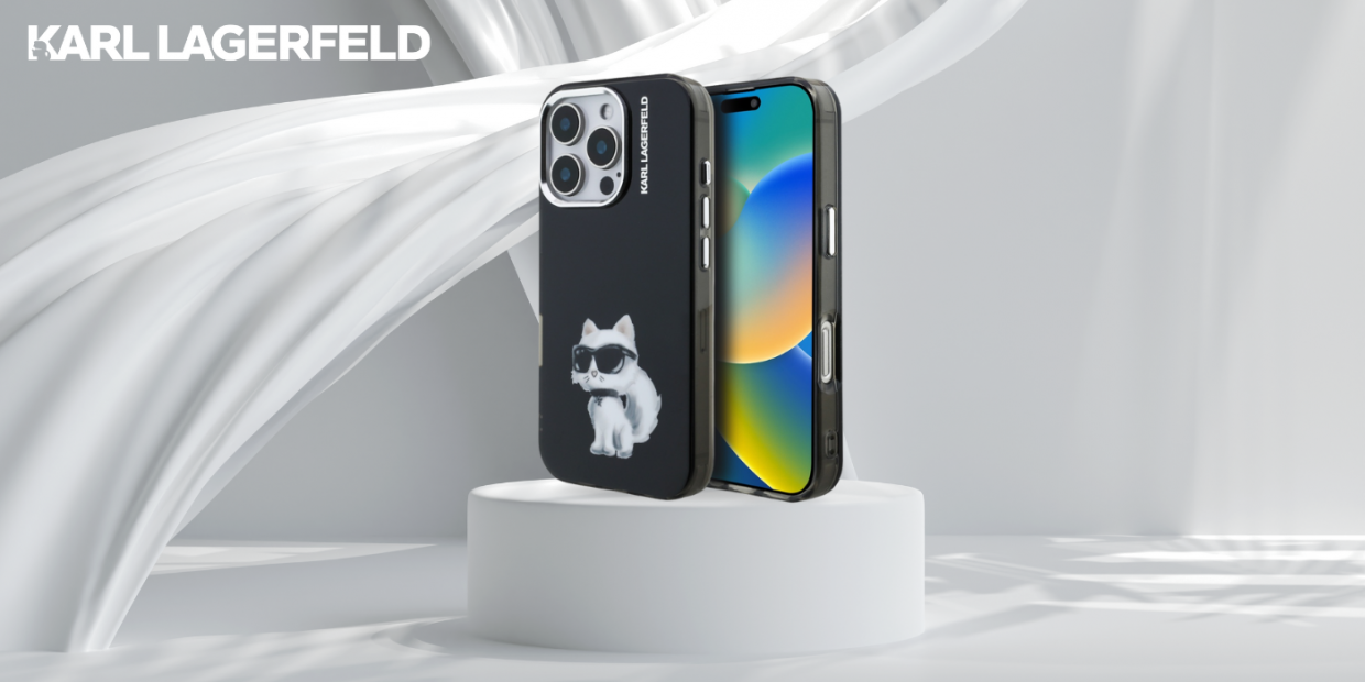 Carcasa Karl Lagerfeld IML Aquarelle Choupette Logo compatibila cu iPhone 16 Pro, Negru 1 Lerato.ro