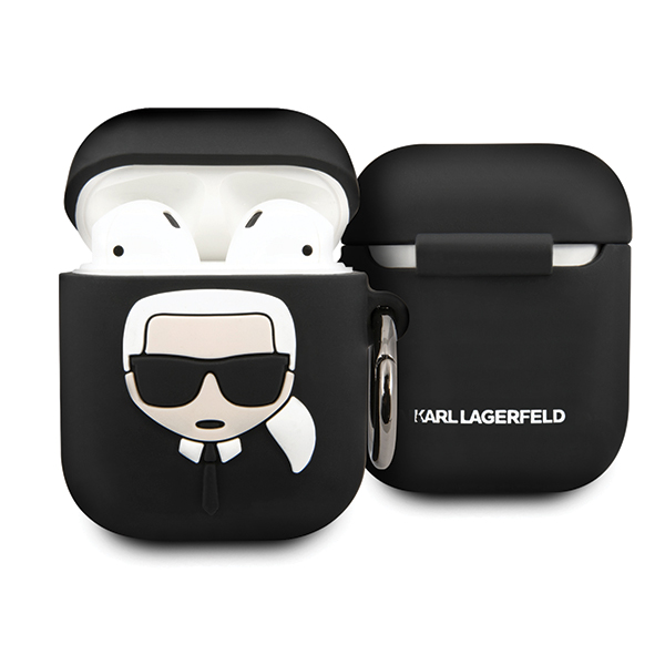 Carcasa Karl Lagerfeld Silicone Ikonik compatibila cu Apple AirPods 1/2, Negru 1 Lerato.ro