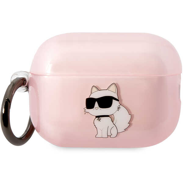 Carcasa Karl Lagerfeld Choupette compatibila cu Apple AirPods Pro 2, Roz 1 Lerato.ro