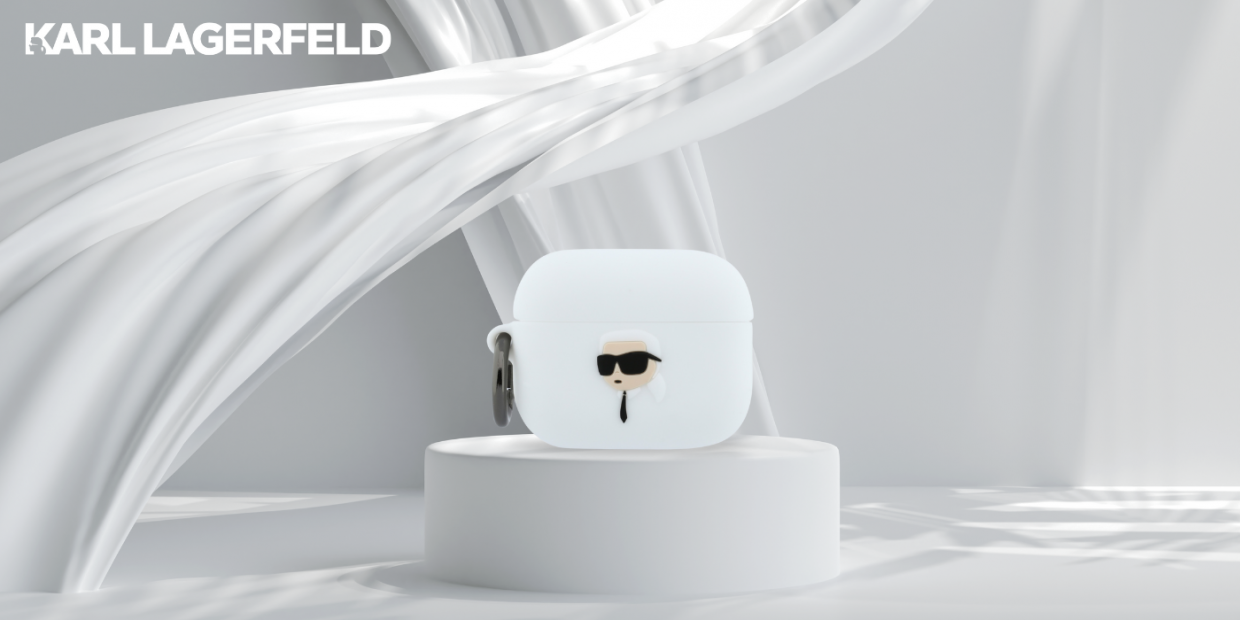 Carcasa Karl Lagerfeld Silicone Karl Head 3D compatibila cu Apple AirPods Pro 3, Alb 1 Lerato.ro