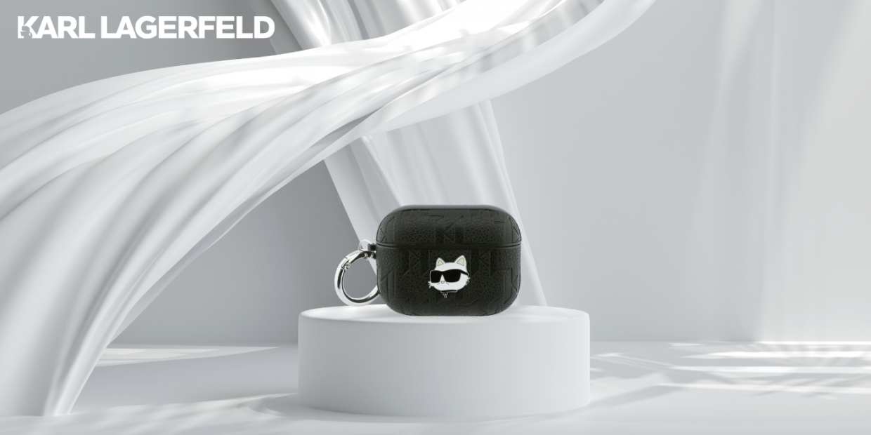 Carcasa Karl Lagerfeld Monogram Choupette compatibila cu Apple AirPods Pro 3, Negru 1 Lerato.ro