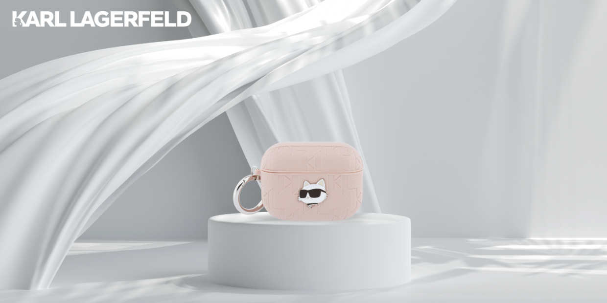 Carcasa Karl Lagerfeld Monogram Choupette Head compatibila cu Apple AirPods Pro 3, Roz 1 Lerato.ro