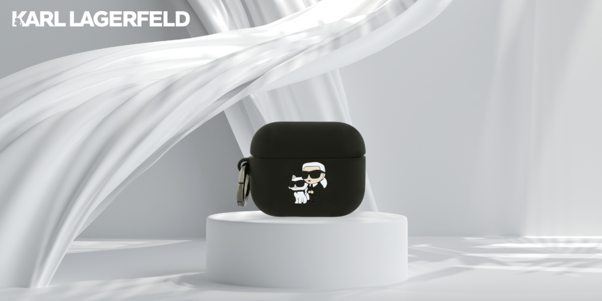 Carcasa Karl Lagerfeld Silicone Karl and Chaupette Head 3D compatibila cu Apple AirPods Pro 3, Negru 1 Lerato.ro