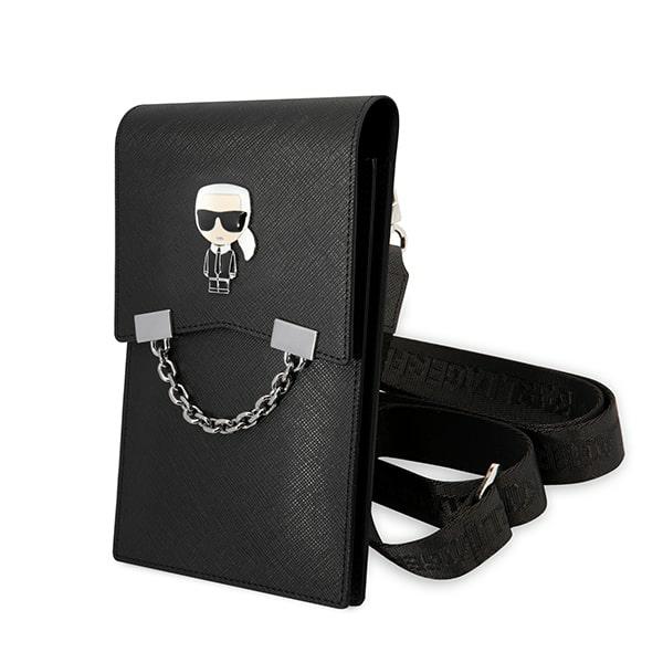 Geanta universala Karl Lagerfeld Ikonik Karl Chain, 18.5 x 11.5 x 2 cm, 5 compartimente, Negru 1 Lerato.ro