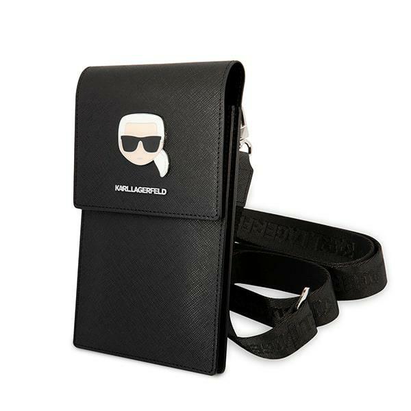 Geanta universala Karl Lagerfeld Metal Karl Head, 18.5 x 11.5 x 2 cm, 5 compartimente, Negru 1 Lerato.ro