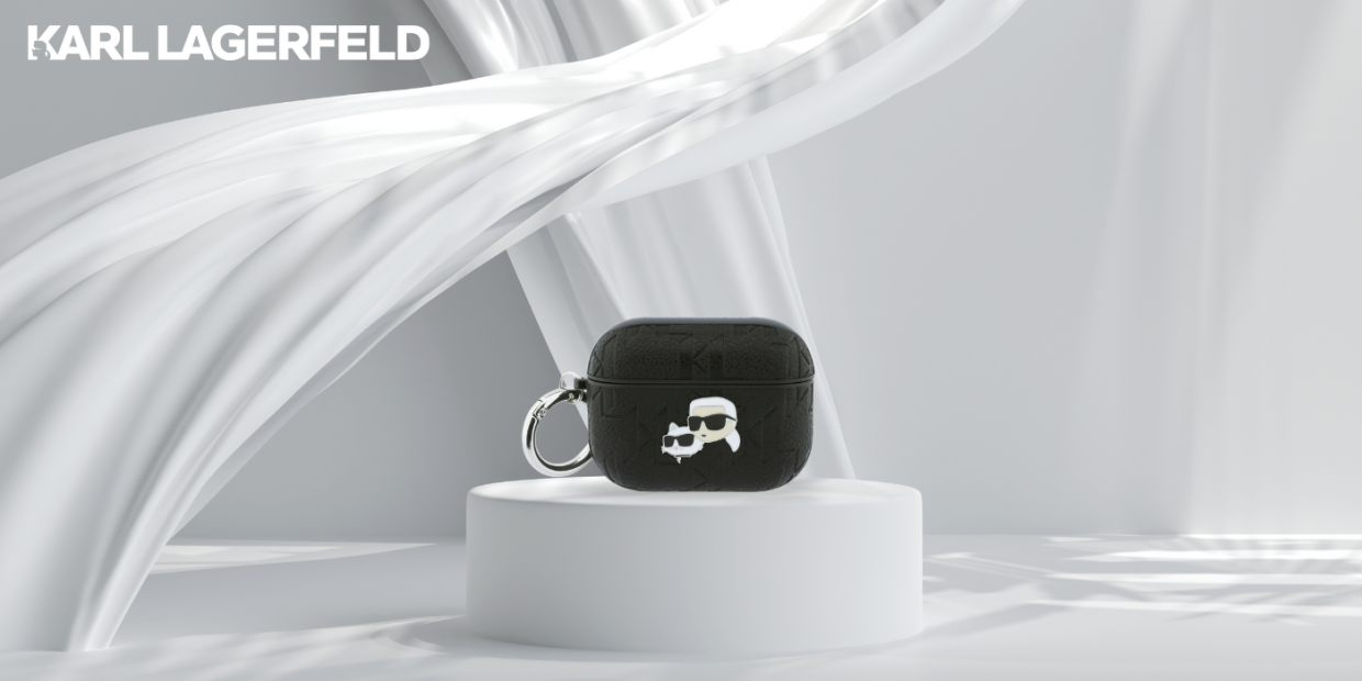 Carcasa Karl Lagerfeld Monogram Karl and Choupette Head compatibila cu Apple AirPods Pro 3, Negru 1 Lerato.ro