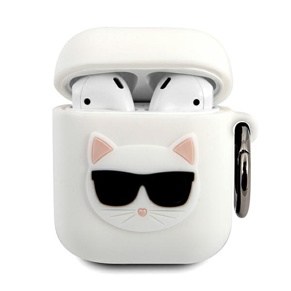 Carcasa Karl Lagerfeld Silicone Choupette compatibila cu Apple AirPods 1/2, Alb 1 Lerato.ro