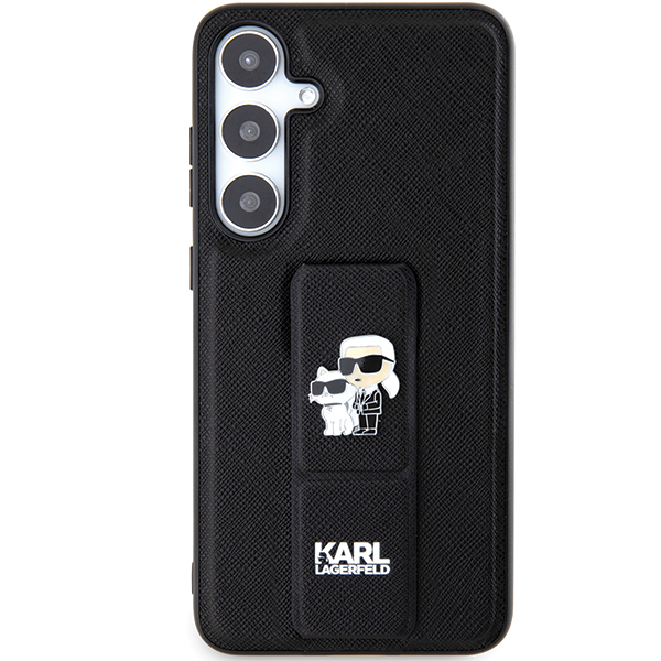 Carcasa Karl Lagerfeld Gripstand Saffiano Karl and Choupette compatibila cu Samsung Galaxy S24 Ultra, Negru 1 Lerato.ro
