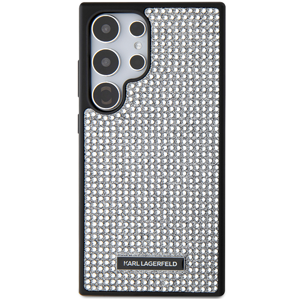 Carcasa Karl Lagerfeld Rhinestone Metal Logo compatibila cu Samsung Galaxy S24 Ultra, Silver 1 Lerato.ro