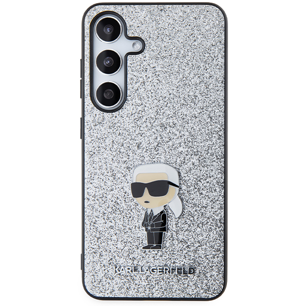 Carcasa Karl Lagerfeld Glitter Ikonik Logo Metal Logo compatibila cu Samsung Galaxy S24, Silver 1 Lerato.ro