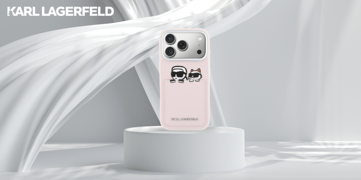 Husa Karl Lagerfeld Karl and Choupette Print Pocket compatibila cu iPhone 17 Pro Max, Roz 1 Lerato.ro