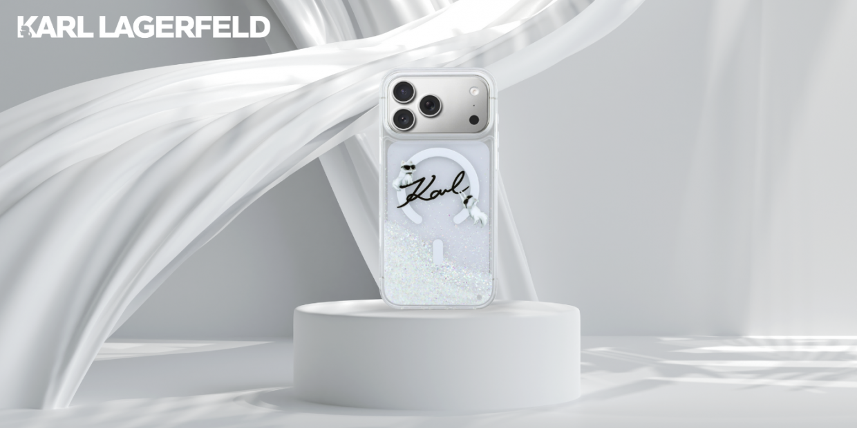 Husa Karl Lagerfeld Liquid Glitter Karl Script Logo cu MagSafe compatibila cu iPhone 17 Pro Max, Transparent 1 Lerato.ro