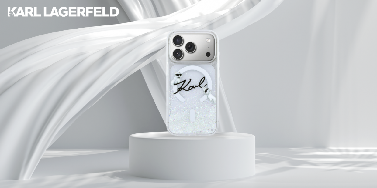 Husa Karl Lagerfeld Liquid Glitter Karl Script Logo cu MagSafe compatibila cu iPhone 17 Pro, Transparent 1 Lerato.ro