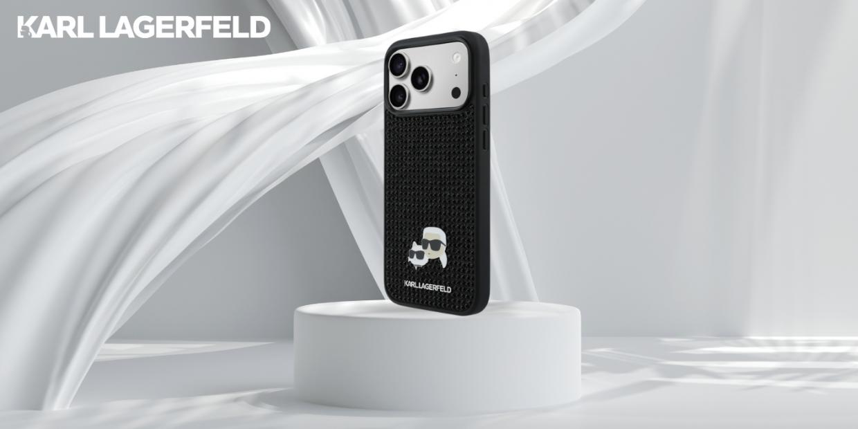 Husa Karl Lagerfeld Rhinestones Karl and Choupette Pin compatibila cu iPhone 17 Pro Max, Negru 1 Lerato.ro