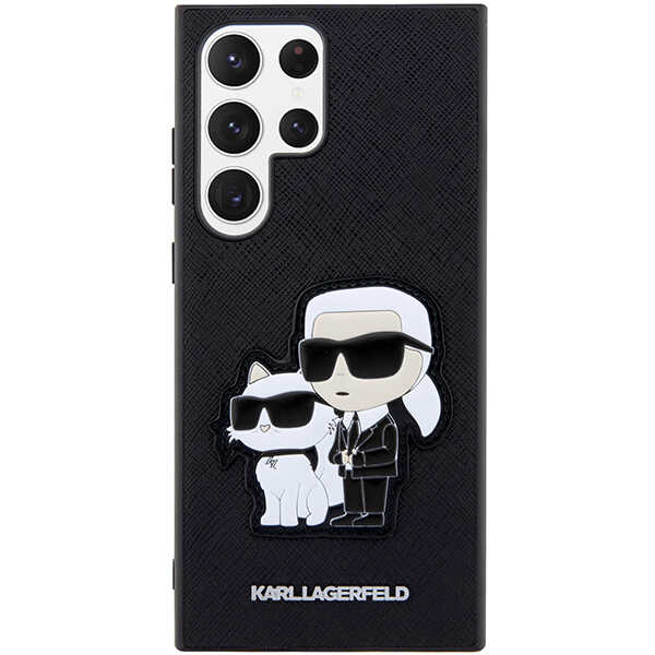 Carcasa Karl Lagerfeld Saffiano Karl and Choupette compatibila cu Samsung Galaxy S23 Ultra, Negru 1 Lerato.ro