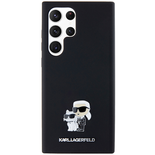 Carcasa Karl Lagerfeld Silicone Karl and Choupette Metal Pin compatibila cu Samsung Galaxy S23 Ultra, Negru 1 Lerato.ro