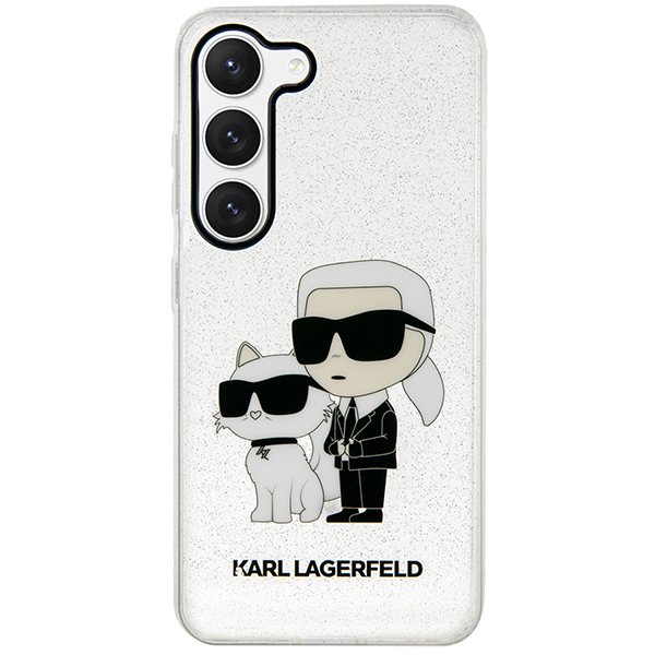 Carcasa Karl Lagerfeld Glitter Karl and Choupette compatibila cu Samsung Galaxy S23 Plus, Transparent 1 Lerato.ro