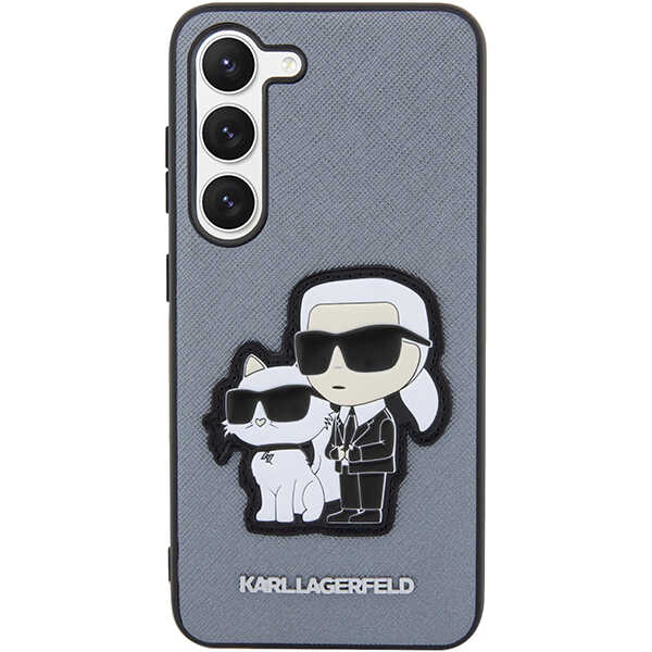 Carcasa Karl Lagerfeld Saffiano Karl and Choupette compatibila cu Samsung Galaxy S23 Plus, Gri 1 Lerato.ro