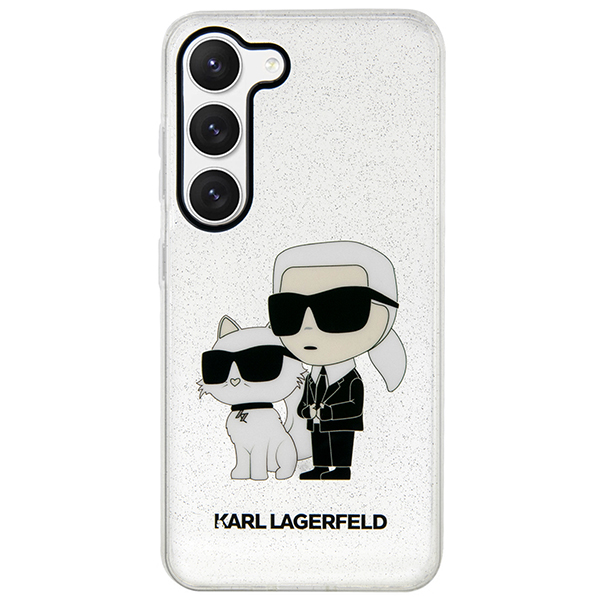 Carcasa Karl Lagerfeld Glitter Karl and Choupette compatibila cu Samsung Galaxy S23, Transparent 1 Lerato.ro