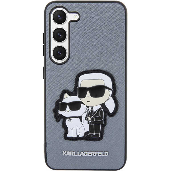 Carcasa Karl Lagerfeld Saffiano Karl and Choupette compatibila cu Samsung Galaxy S23, Gri 1 Lerato.ro