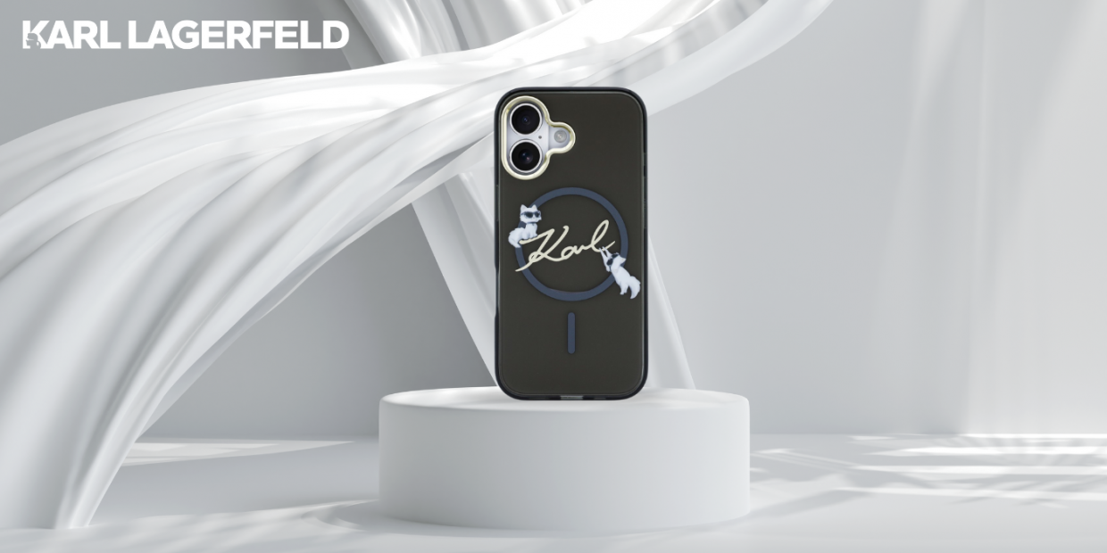 Carcasa Karl Lagerfeld IML Choupettes Karl Script Logo cu MagSafe compatibila cu iPhone 17, Negru 1 Lerato.ro
