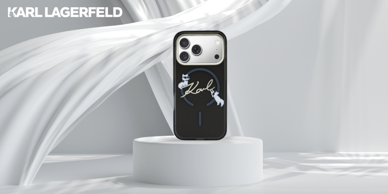 Carcasa Karl Lagerfeld IML Choupettes Karl Script Logo cu MagSafe compatibila cu iPhone 17 Pro Max, Negru 1 Lerato.ro