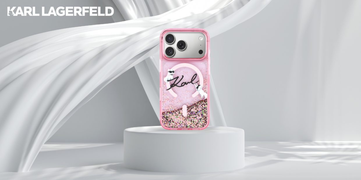 Carcasa Karl Lagerfeld Liquid Glitter Karl Script Logo cu MagSafe compatibila cu iPhone 17 Pro Max, Roz 1 Lerato.ro
