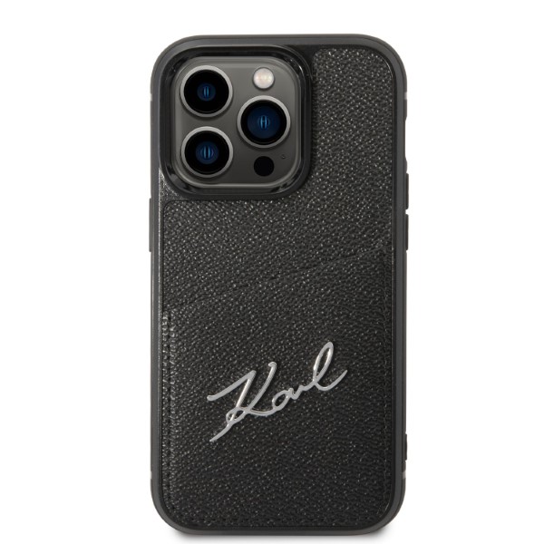Carcasa Karl Lagerfeld Signature Logo Cardslot compatibila cu iPhone 14 Pro Max, Negru 1 Lerato.ro