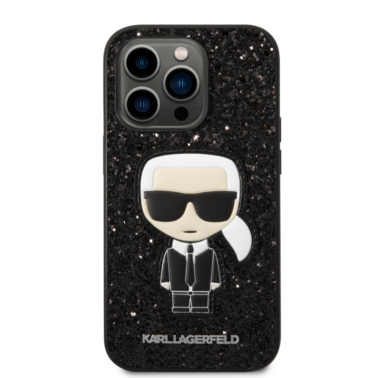 Carcasa Karl Lagerfeld Glitter Flakes Ikonik compatibila cu iPhone 14 Pro Max, Negru 1 Lerato.ro