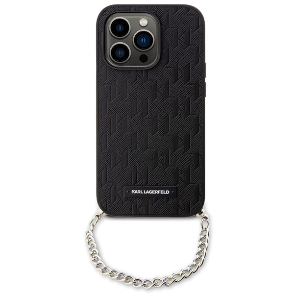 Carcasa Karl Lagerfeld Saffiano Monogram Chain compatibila cu iPhone 14 Pro Max, Negru 1 Lerato.ro