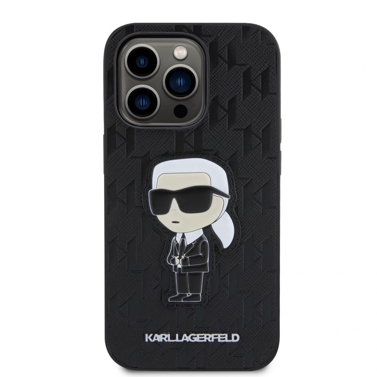 Carcasa Karl Lagerfeld Saffiano Monogram Ikonik compatibila cu iPhone 14 Pro Max, Negru 1 Lerato.ro