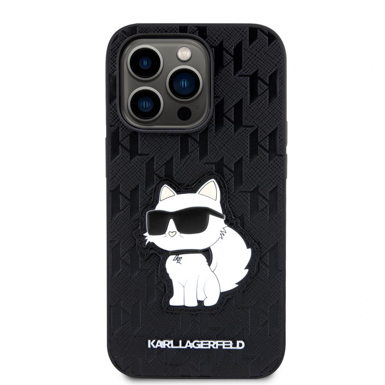 Carcasa Karl Lagerfeld Saffiano Monogram Choupette compatibila cu iPhone 14 Pro Max, Negru 1 Lerato.ro