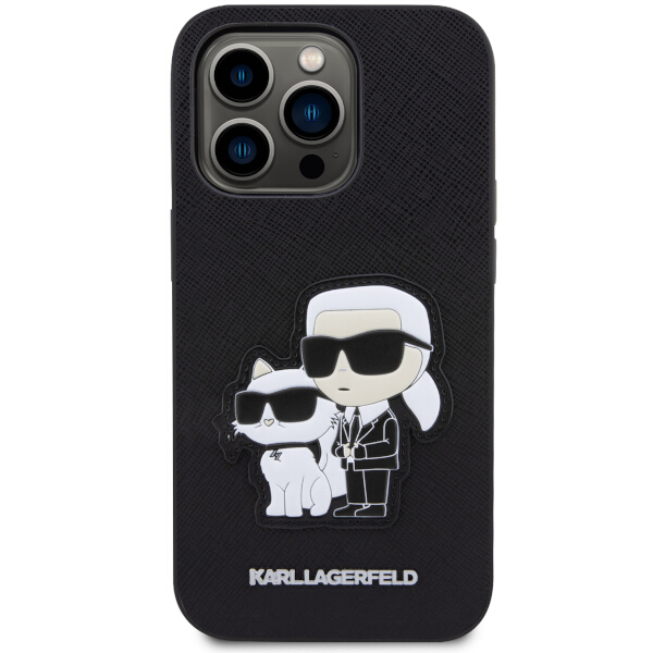 Carcasa Karl Lagerfeld Saffiano Karl and Choupette compatibila cu iPhone 14 Pro Max, Negru 1 Lerato.ro