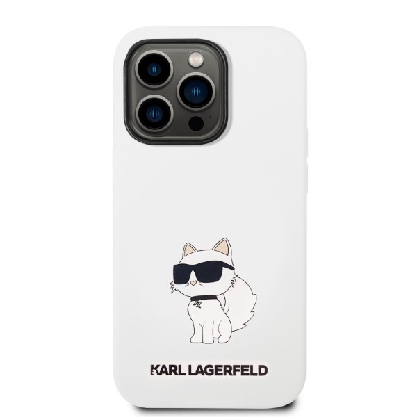 Carcasa Karl Lagerfeld Silicone Ikonik Choupette cu MagSafe compatibila cu iPhone 14 Pro, Alb 1 Lerato.ro