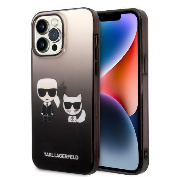 Carcasa Karl Lagerfeld Gradient Ikonik Karl and Choupette compatibila cu iPhone 14 Pro Max, Negru 1 Lerato.ro
