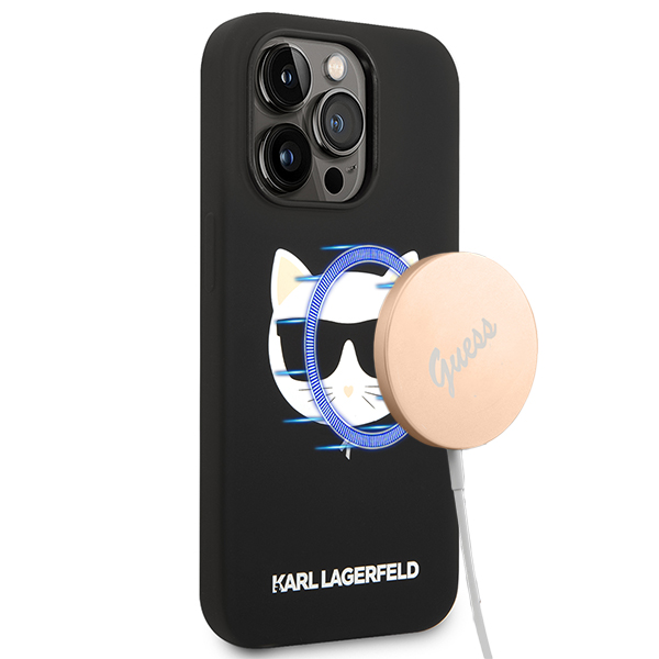 Carcasa Karl Lagerfeld Silicone Choupette Head cu MagSafe compatibila cu iPhone 14 Pro Max, Negru 1 Lerato.ro