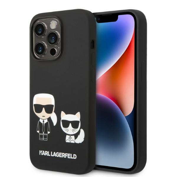 Carcasa Karl Lagerfeld Liquid Silicone Ikonik Karl and Choupette cu MagSafe compatibila cu iPhone 14 Pro, Negru 1 Lerato.ro