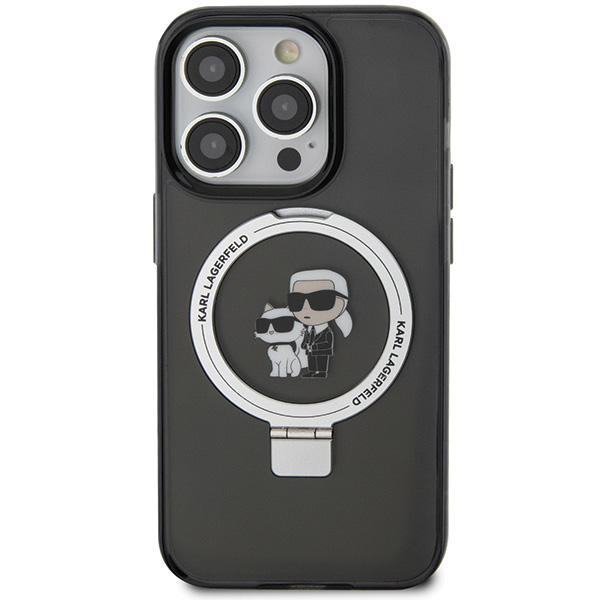 Carcasa Karl Lagerfeld Ring Stand Karl and Choupette cu MagSafe compatibila cu iPhone 14 Pro Max, Negru 1 Lerato.ro