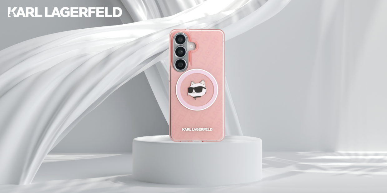 Husa Karl Lagerfeld IML Repeated Choupette cu MagSafe compatibila cu Samsung Galaxy S26 Plus, Roz 1 Lerato.ro