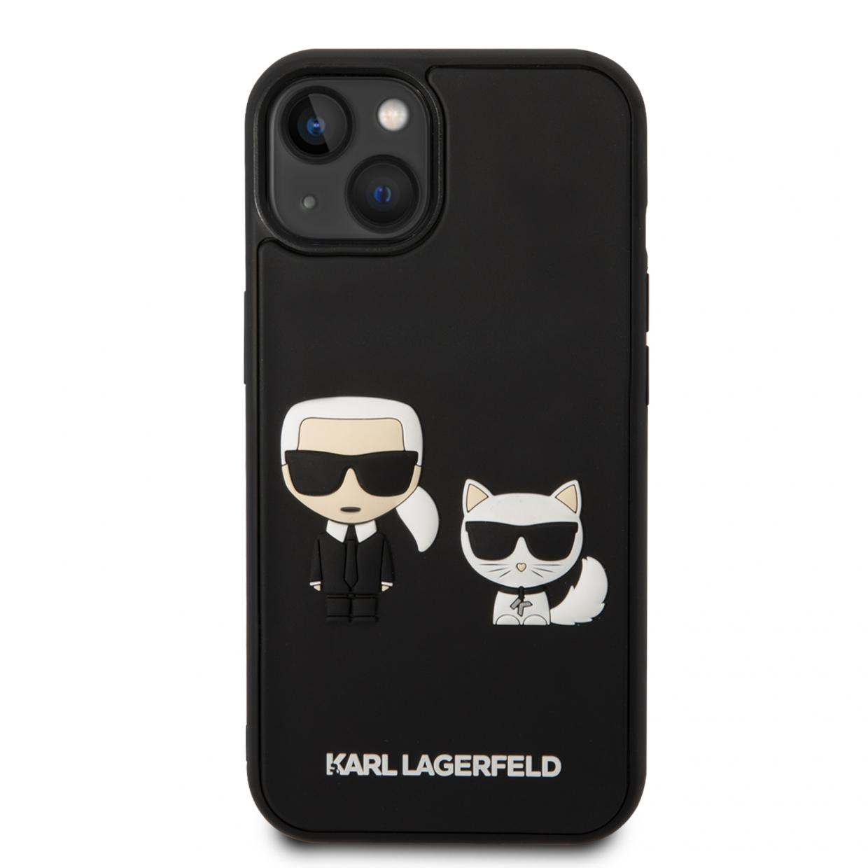 Carcasa Karl Lagerfeld Karl and Choupette Ikonik 3D compatibila cu iPhone 14 Plus / 15 Plus, Negru 1 Lerato.ro