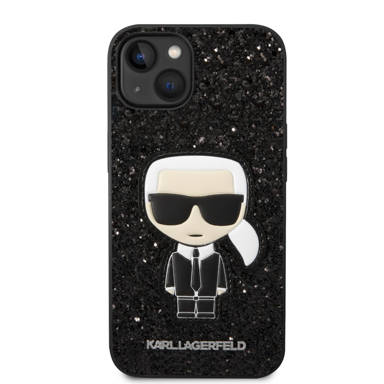 Carcasa Karl Lagerfeld Glitter Flakes Ikonik compatibila cu iPhone 14 Plus / 15 Plus, Negru 1 Lerato.ro
