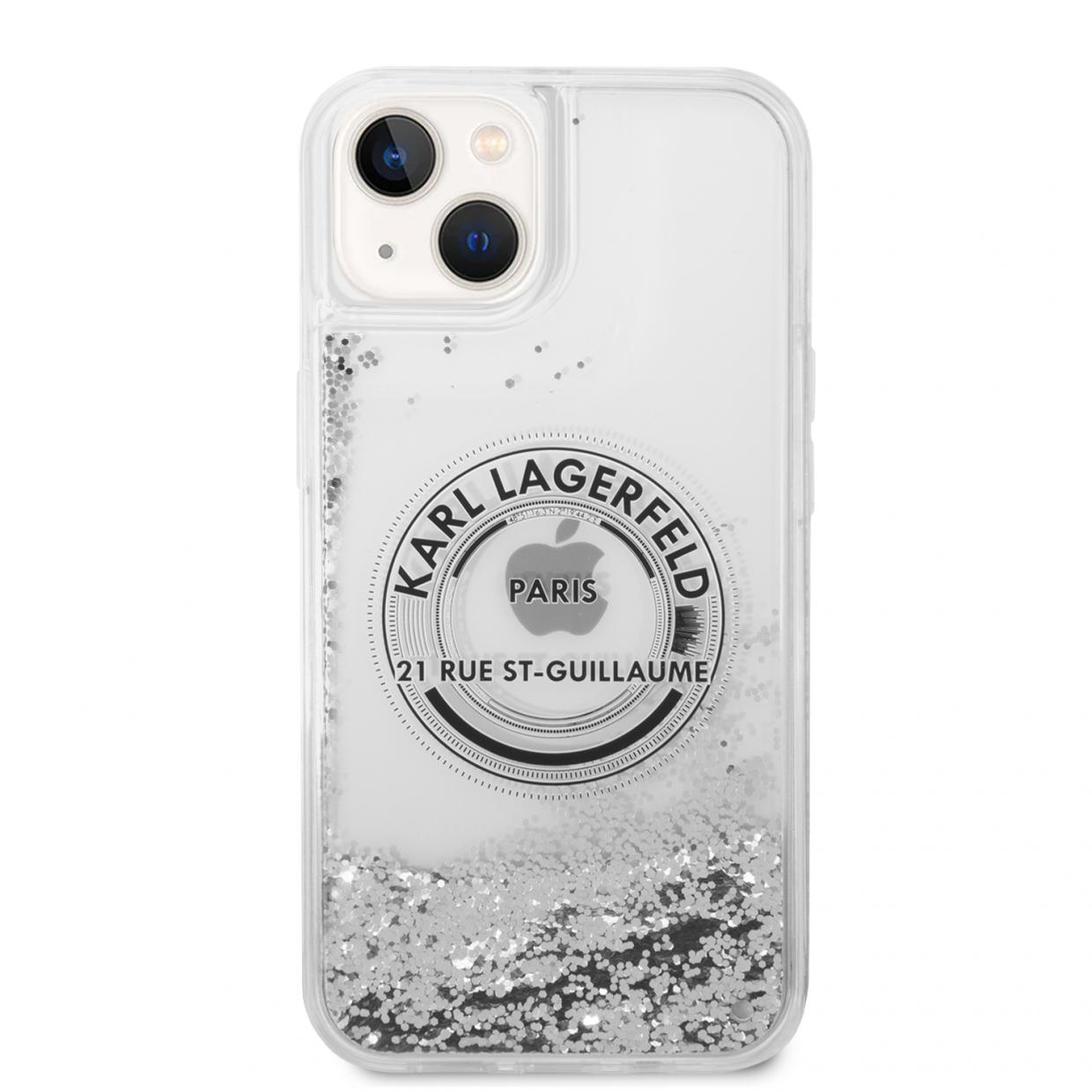 Carcasa Karl Lagerfeld Liquid Glitter compatibila cu iPhone 14 Plus / 15 Plus, Silver 1 Lerato.ro