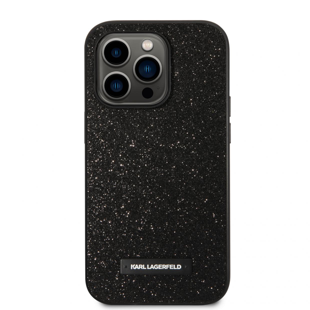 Husa Karl Lagerfeld Glitter Plaque Logo compatibila cu iPhone 14 Pro Max, Negru 1 Lerato.ro