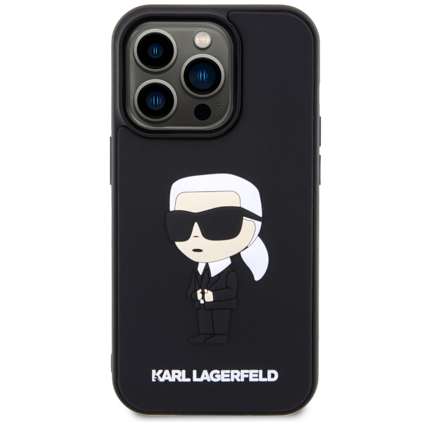 Husa Karl Lagerfeld 3D Rubber Ikonik compatibila cu iPhone 14 Pro, Negru 1 Lerato.ro