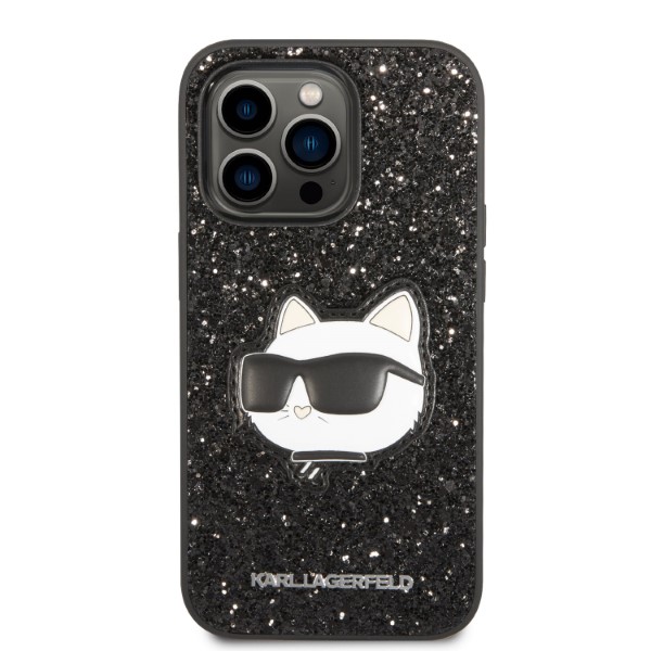 Husa Karl Lagerfeld Glitter Choupette Patch compatibila cu iPhone 14 Pro, Negru 1 Lerato.ro