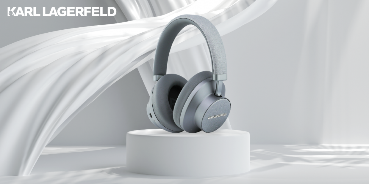 Casti wireless Karl Lagerfeld Saffiano, Bluetooth 5.4, Autonomie 40h, USB-C, Gri 1 Lerato.ro