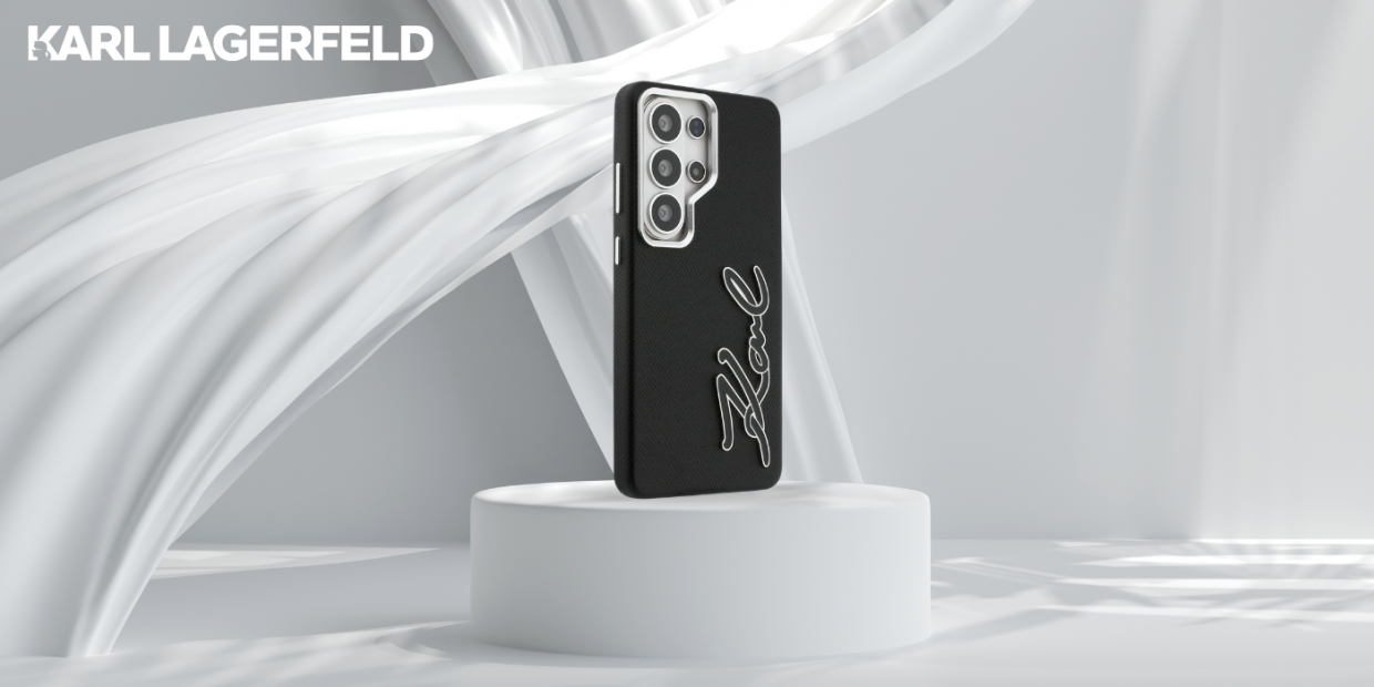 Carcasa Karl Lagerfeld Grained Signature Metal Resin Logo compatibila cu Samsung Galaxy S26 Ultra, Negru 1 Lerato.ro