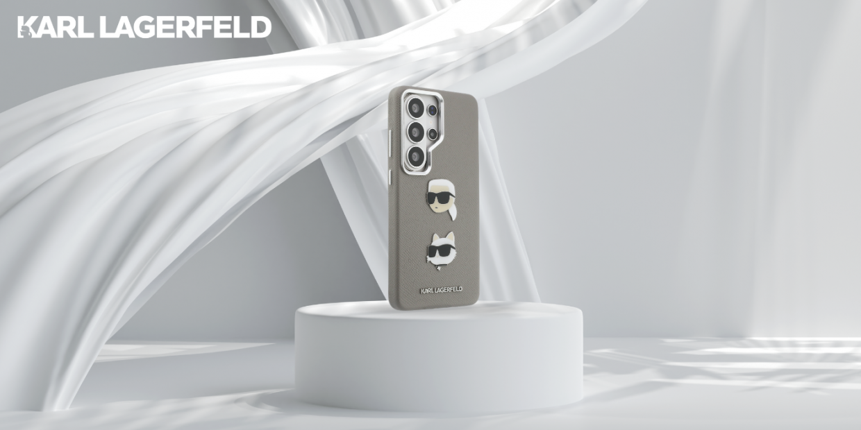 Carcasa Karl Lagerfeld Saffiano Double Heads Metal compatibila cu Samsung Galaxy S26 Ultra, Silver 1 Lerato.ro